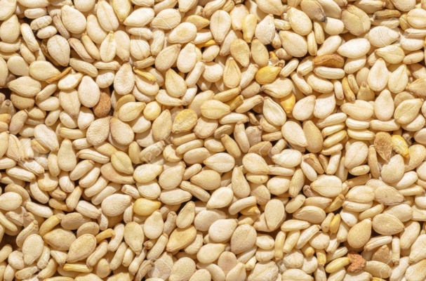 Organic natural sesame seeds texture background